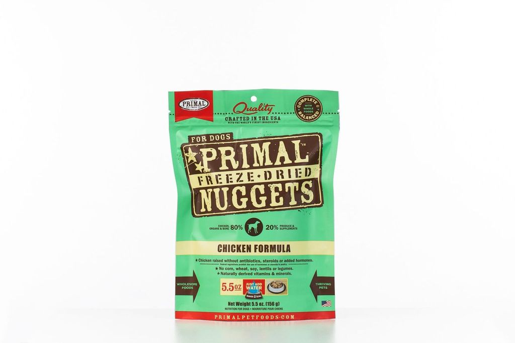 An image of Primal Pet Foods – 5.5oz Canine Chicken Formula Nuggets