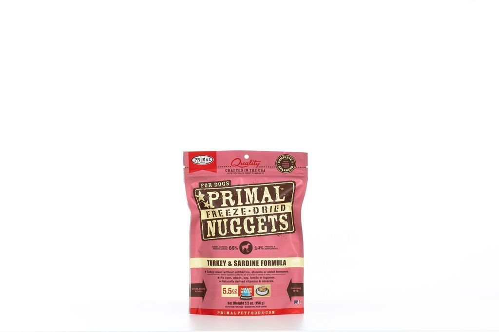 An image of Primal Pet Foods – 5.5oz Canine Turkey & Sardine Formula Nuggets