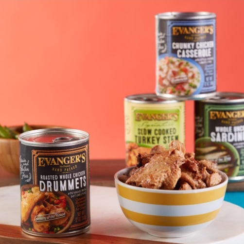 An image of Evangers Pet Food – Hand Packed Roasted Chicken Drummet Dinner for Dogs