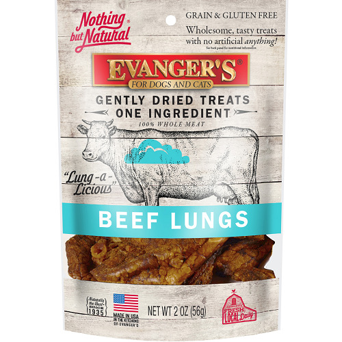 An image of Evangers Pet Food – Nothing But Natural Gently Dried Beef Lung Treats for Dogs & Cats – 2 oz