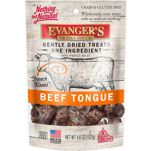 An image of Evangers Pet Food – Nothing But Natural Gently Dried Beef Tongue Treats for Dogs & Cats – 4.6 oz