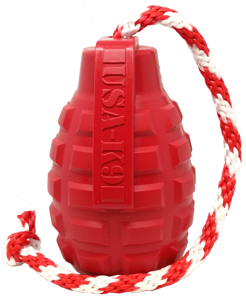 An image of SodaPup – True Dogs, LLC – USA-K9 Grenade Reward Toy – XL – Red