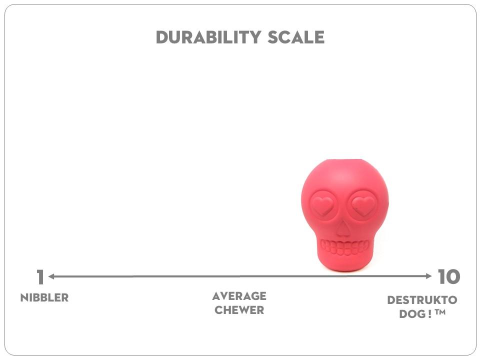 An image of SodaPup – True Dogs, LLC – Skull Treat Dispenser – Large – Pink