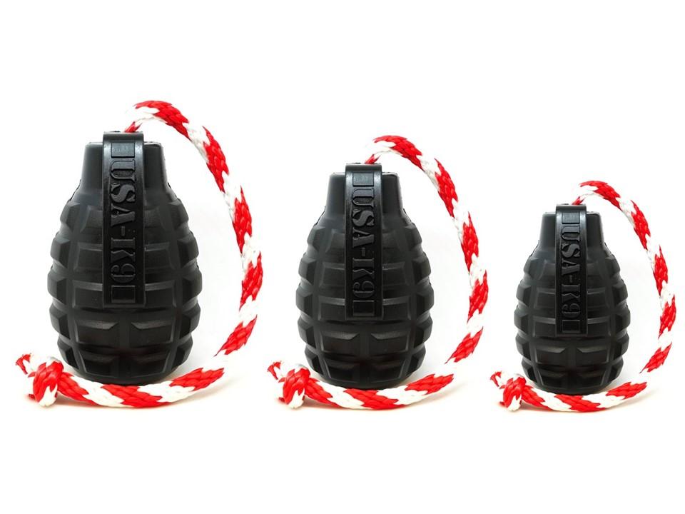 An image of SodaPup – True Dogs, LLC – USA-K9 Magnum Grenade Reward Toy – XL – Black
