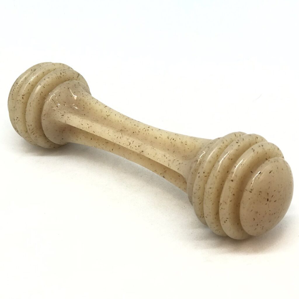 An image of SodaPup – True Dogs, LLC – SP Nylon Honey Bone – Medium – Honey Colored with Liver Palatant