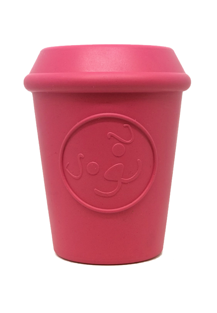 An image of SodaPup – True Dogs, LLC – MKB Coffee Cup Treat Dispenser – Large – pink