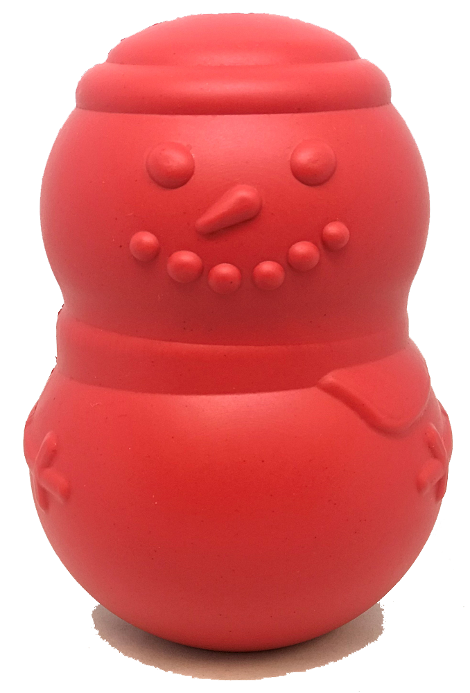 An image of SodaPup – True Dogs, LLC – MKB Snowman Treat Dispenser–Large–Red