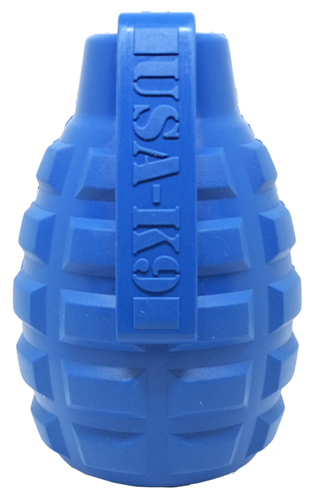 An image of SodaPup – True Dogs, LLC – USA-K9 Grenade – Large – Blue