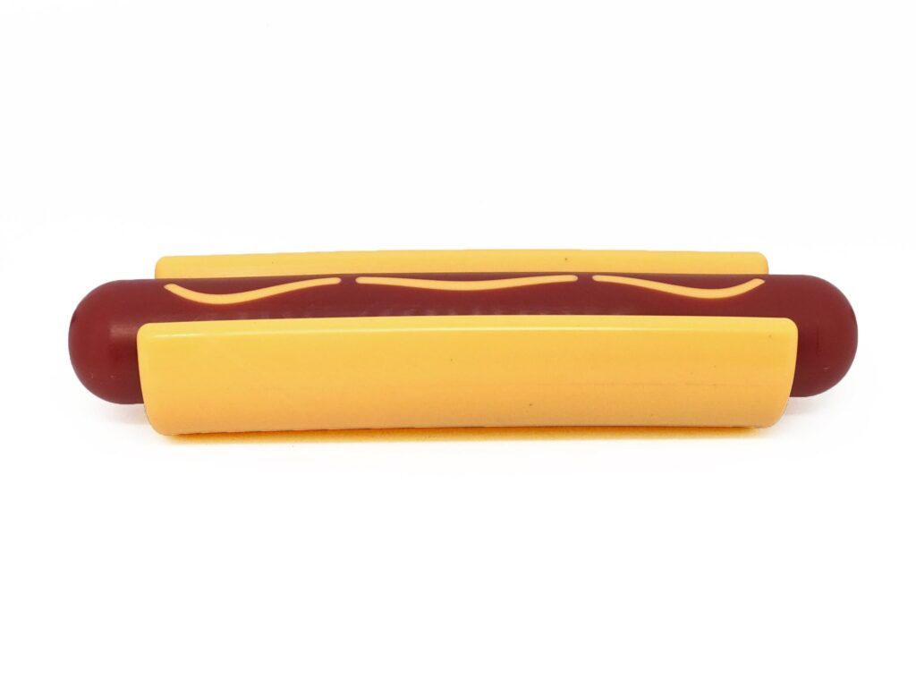 An image of SodaPup – True Dogs, LLC – SP Nylon Hot Dog – Red/Yellow