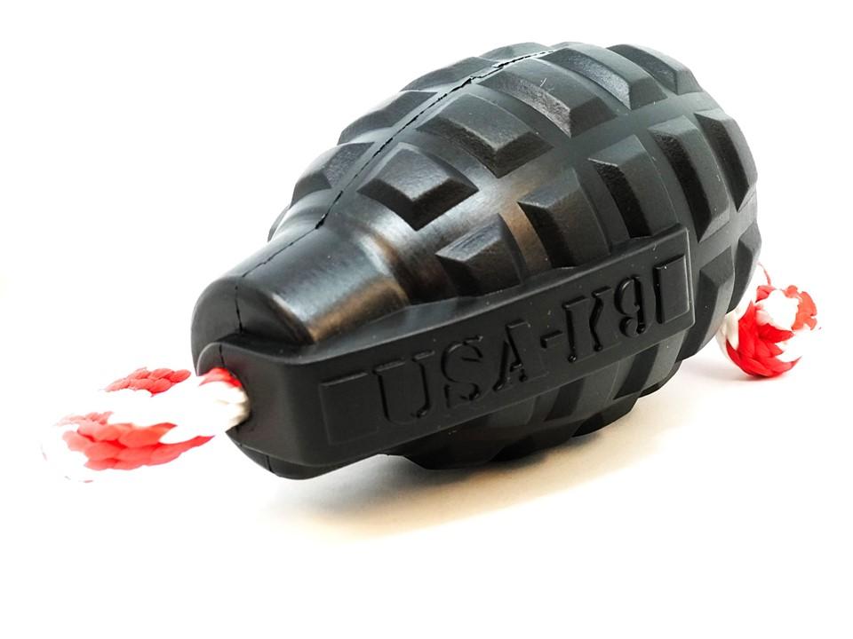 An image of SodaPup – True Dogs, LLC – USA-K9 Magnum Grenade Reward Toy – XL – Black