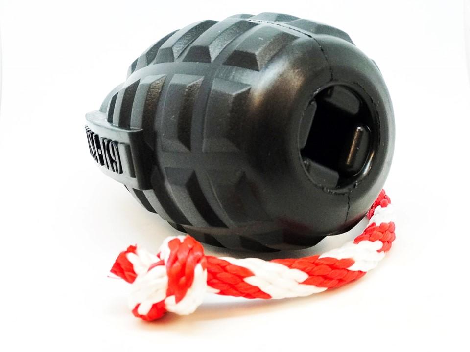 An image of SodaPup – True Dogs, LLC – USA-K9 Magnum Grenade Reward Toy – XL – Black