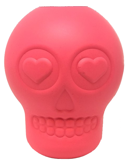 An image of SodaPup – True Dogs, LLC – Skull Treat Dispenser – Large – Pink