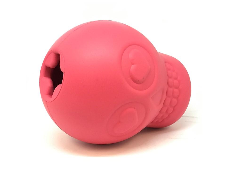 An image of SodaPup – True Dogs, LLC – Skull Treat Dispenser – Large – Pink