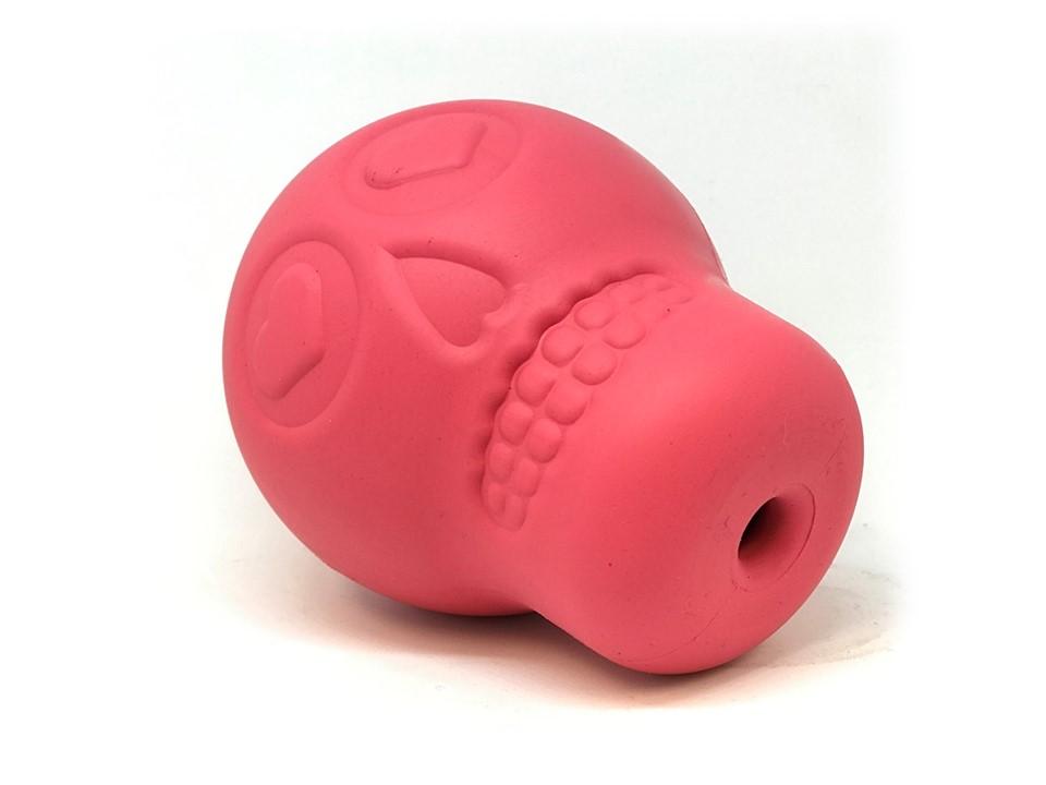 An image of SodaPup – True Dogs, LLC – Skull Treat Dispenser – Large – Pink