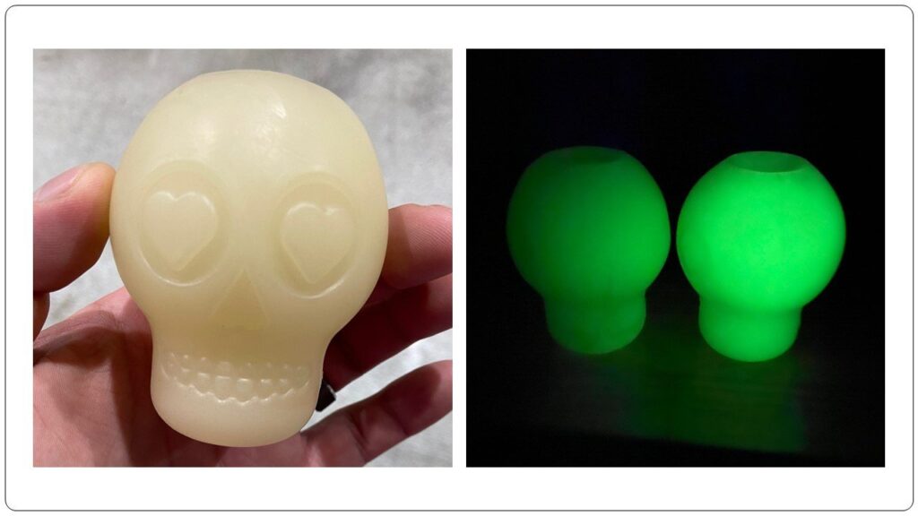 An image of SodaPup – True Dogs, LLC – MKB Skull Treat Dispenser – Medium – Glow In The Dark