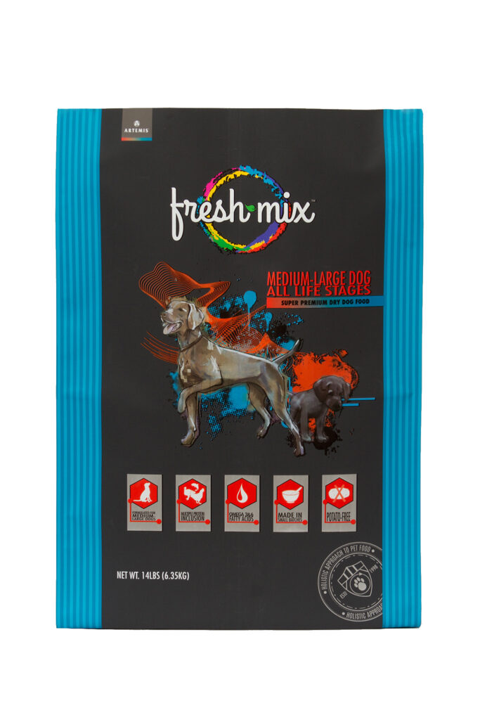 An image of Artemis Pet Food Company, Inc. - Fresh Mix - Medium/Large Breed Dog All Life Stage Dry Dog Food - 14 lb
