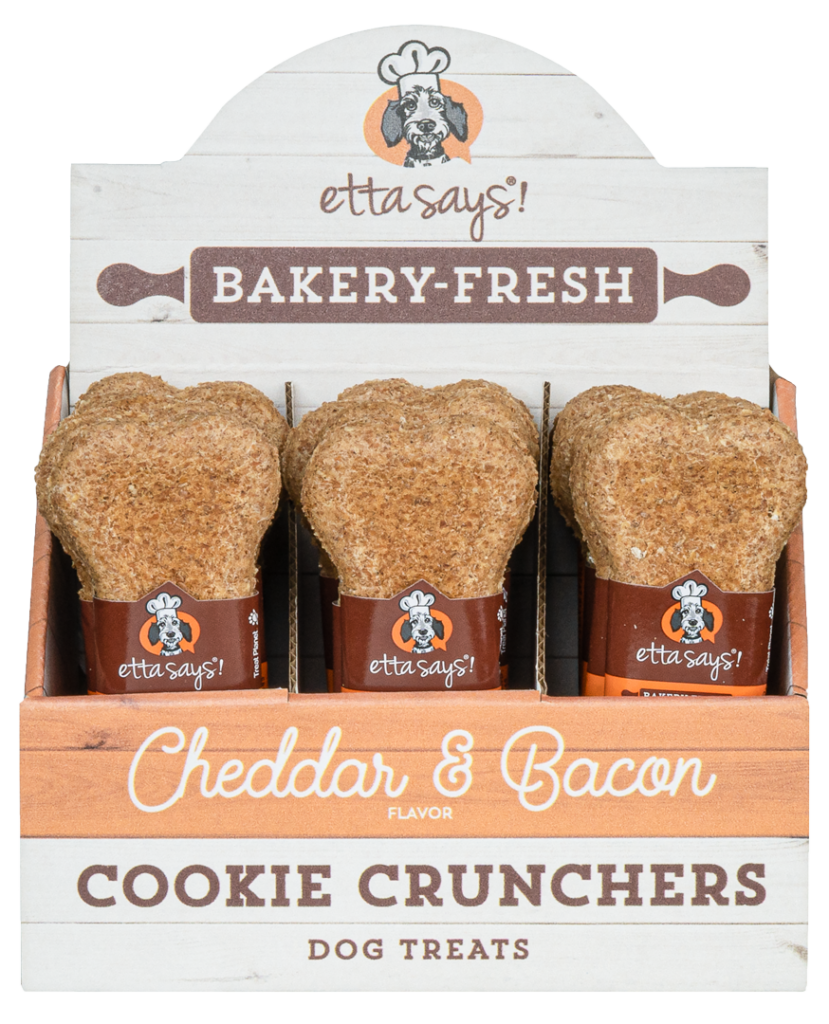 An image of Treat Planet – Etta Says! 5 Inch Cheddar and Bacon Cookie Cruncher, 1 oz each, Box of 24