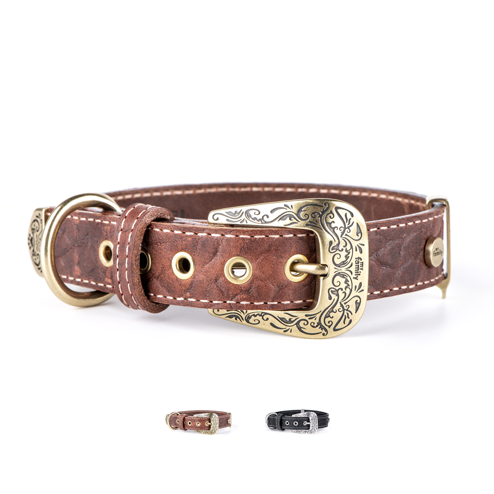 An image of MyFamily USA, Inc. - "El Paso" Collection - Premium quality embossed leather collars & leashes