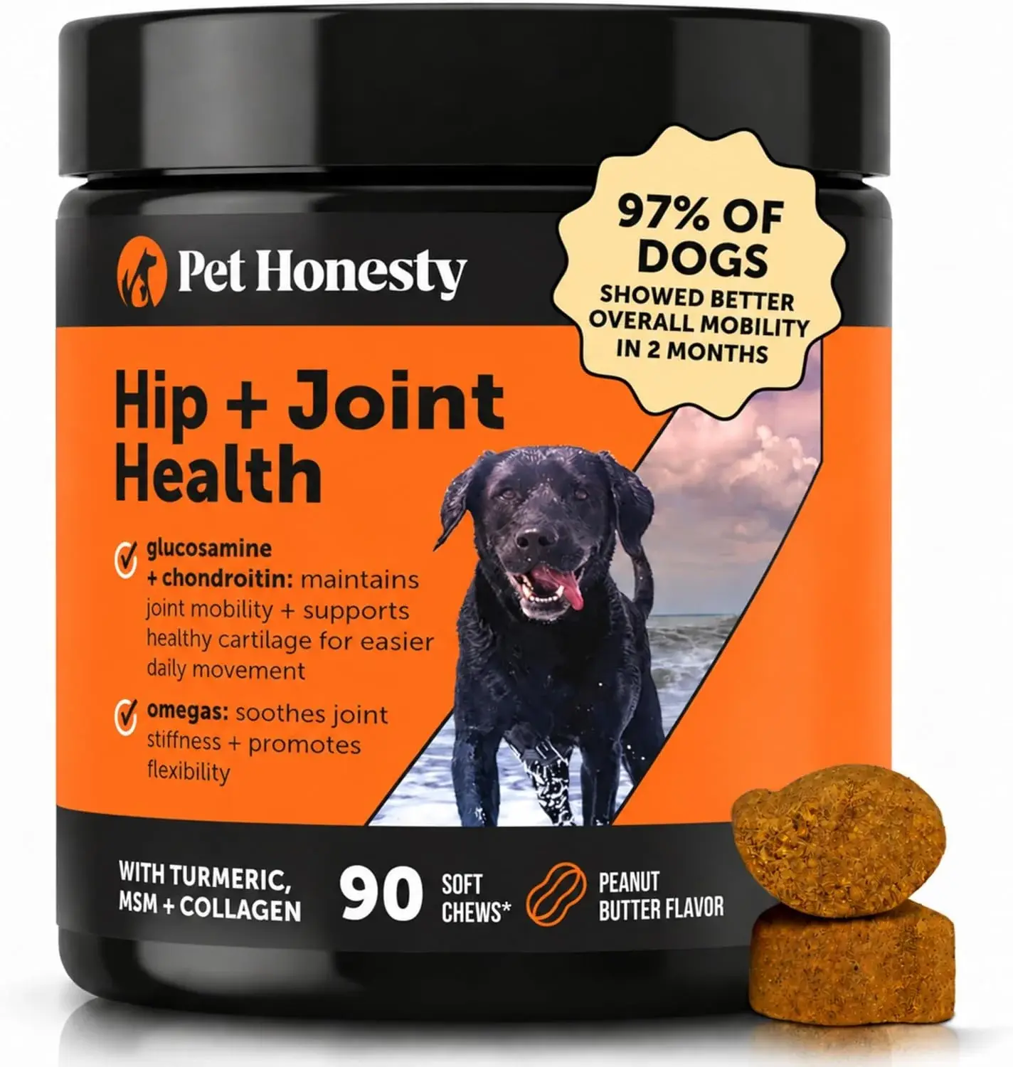 Pet Honesty® Adds Peanut Butter Flavor to Its Popular Hip + Joint Health Soft Chews